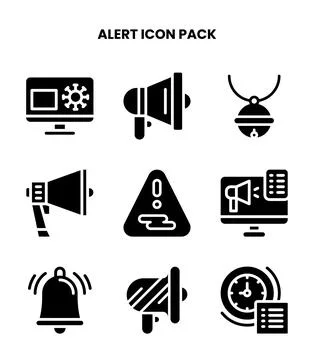 Alert Glyph Bundle Icons Pack Stock Illustration