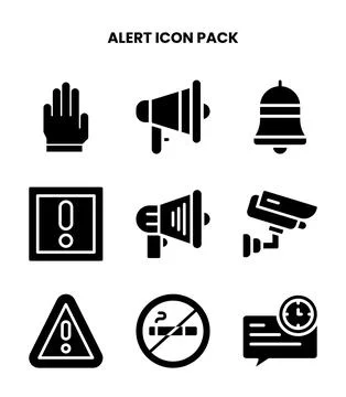 Alert Glyph Design Icons Pack Stock Illustration