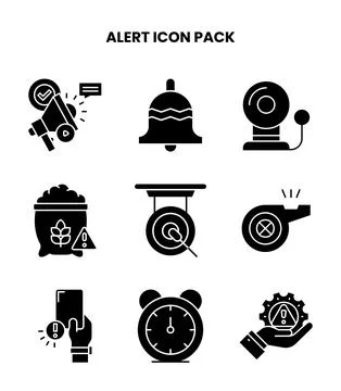 Alert Glyph Graphics Icons Pack Stock Illustration