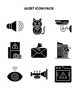 Alert Glyph Graphics Icons Pack Stock Illustration