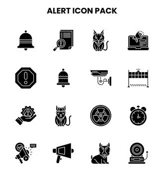 Alert Glyph UI Icons Pack Stock Illustration