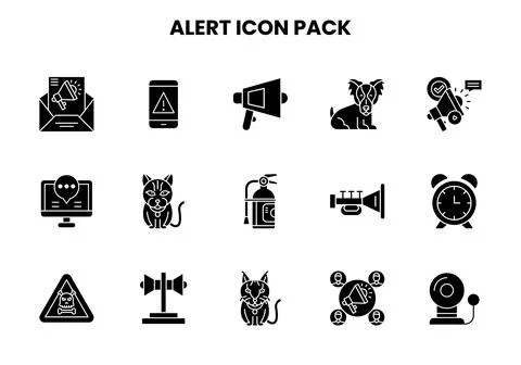 Alert Glyph UI Icons Pack Stock Illustration