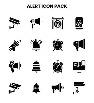 Alert Glyph Vector Icons Pack 스톡 일러스트