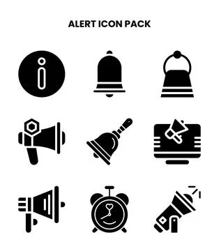 Alert Glyph Vector Icons Pack Illustrazione stock