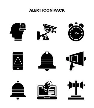 Alert Glyph Vector Icons Pack Stockillustratie