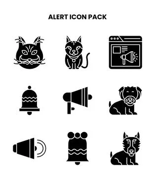 Alert Glyph Vector Icons Pack Stock Illustration