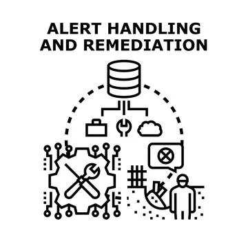 Alert handling and remediation process managing incident response Illustrazione stock