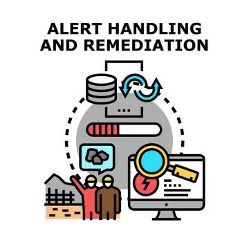 Alert handling and remediation process managing security incidents Stockillustratie