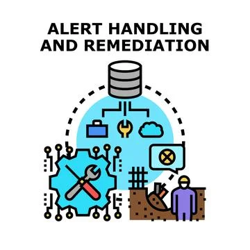Alert handling and remediation process managing incident response Stock Illustration