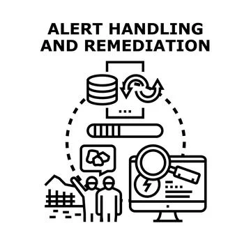 Alert handling and remediation process managing security incidents Stock Illustration