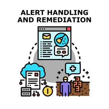 Alert handling and remediation process with data management Stock Illustration