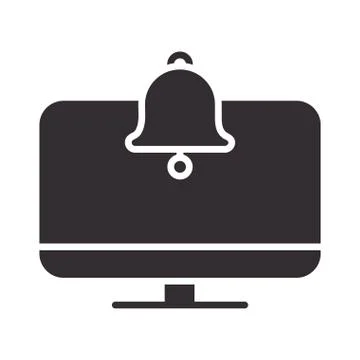 Alert icon, computer notification bell, message attention danger exclamation Stockillustratie