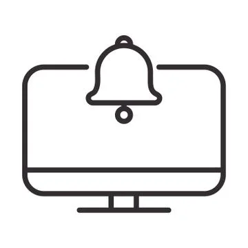 Alert icon, computer notification bell, message attention danger exclamation Illustrazione stock
