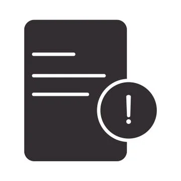 Alert icon, data attention danger exclamation mark precaution silhouette style Illustrazione stock