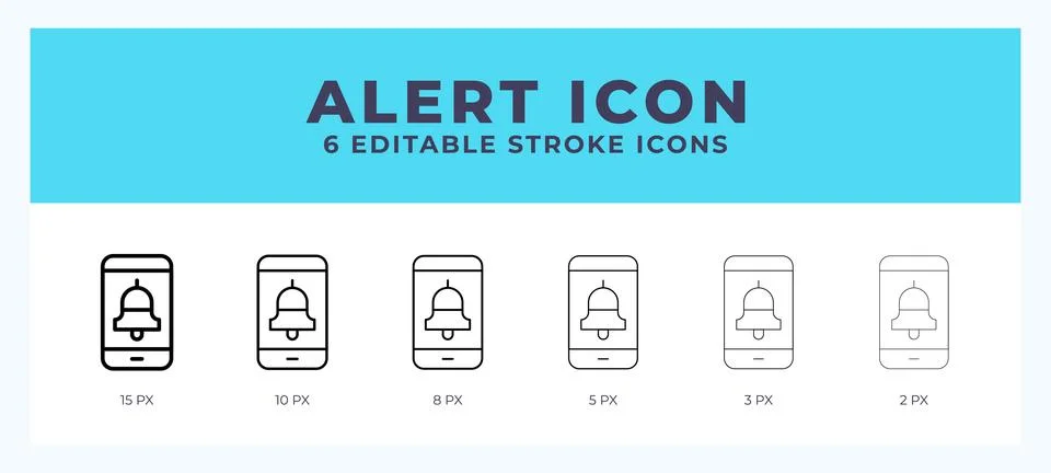 Alert icon set with different stroke. Vector illustration with editable strok Illustrazione stock