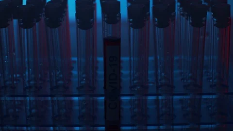 Alert in lab. Close-up of scientific laboratory in hospital. Epidemic disease Stock Footage 127806632