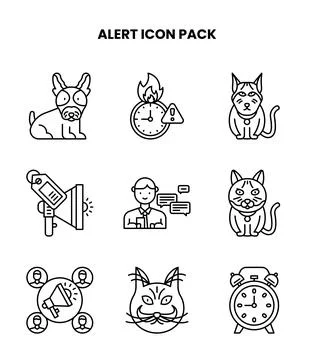 Alert Line Collection Icons Pack Stock Illustration