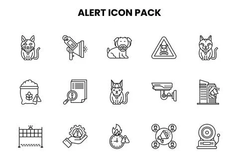 Alert Line Icons Pack Stock Illustration