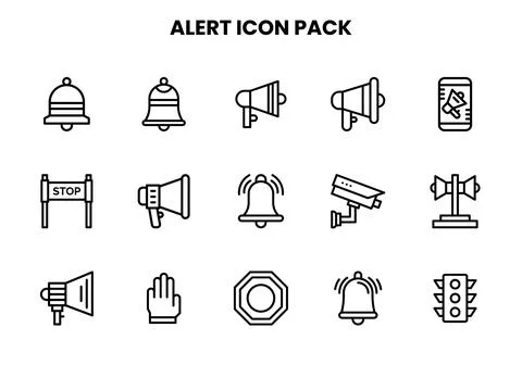 Alert Line Scalable Icons Pack 스톡 일러스트