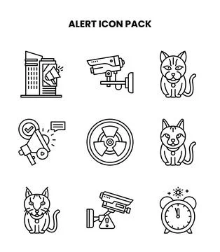 Alert Line Set Icons Pack 스톡 일러스트
