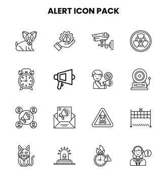 Alert Line UI Icons Pack Stock Illustration