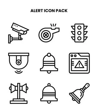 Alert Line Vector Icons Pack Illustrazione stock