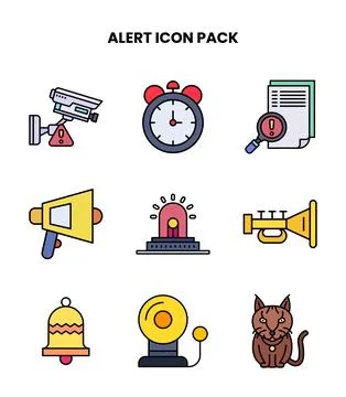 Alert Lineal Color Bundle Icons Pack Stock Illustration