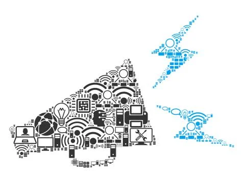 Alert Megaphone Composition Icon for BigData and Computing Ilustração Stock