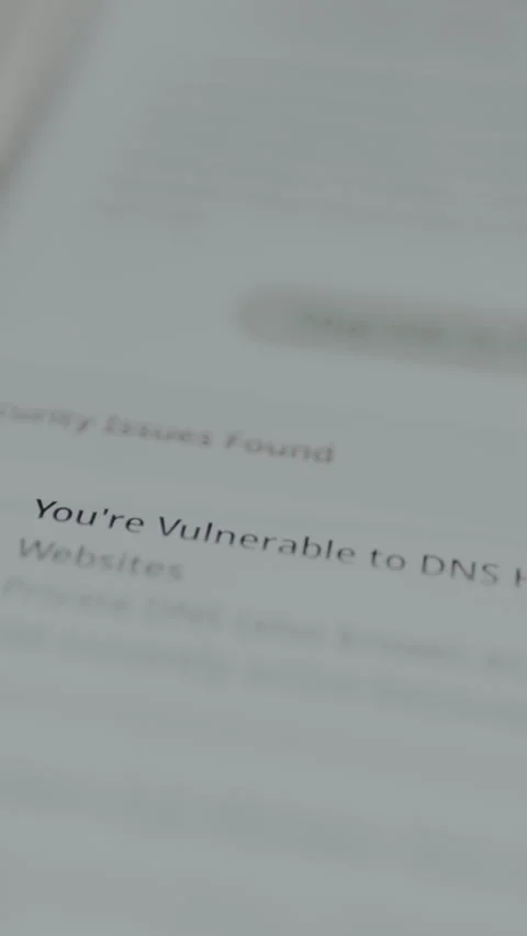 Alert message about the vulnerability of the mobile phone to DNS hijacking after Stock Footage 328825442