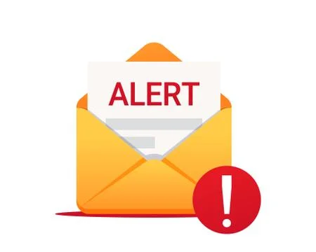Alert message by email. Envelope with a alert. Vector icon Stock Illustration