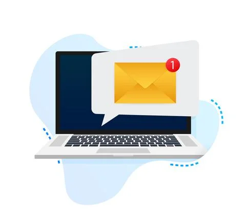 Alert message laptop notification. Danger error alerts, laptop virus problem or Stock Illustration