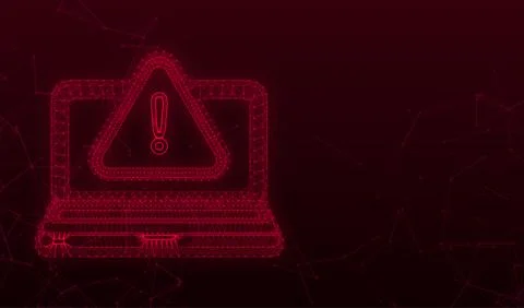Alert message laptop notification. Danger error alerts, laptop virus problem or Stock Illustration