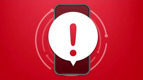 Alert message mobile notification. Danger error alerts, smartphone virus problem Stock Footage 146482075