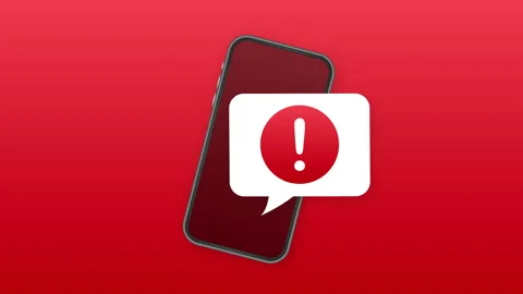 Alert message mobile notification. Danger error alerts, smartphone virus problem Stock Footage 147569614