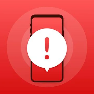 Alert message mobile notification. Danger error alerts, smartphone virus prob Stock Illustration