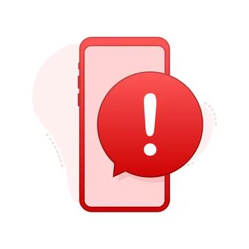 Alert message mobile notification. Danger error alerts, smartphone virus problem Stock Illustration