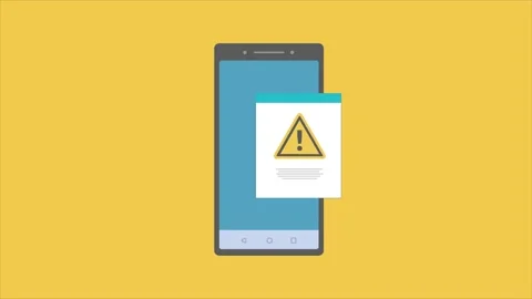 Alert message mobile notification. Smartphone with exclamation sign, virus Stock Footage 152222240