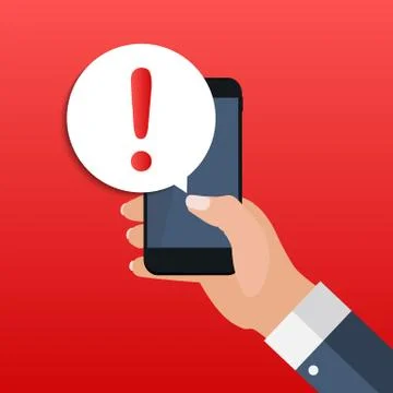 Alert message mobile notification on the smartphone screen concept. Vector il Stock Illustration