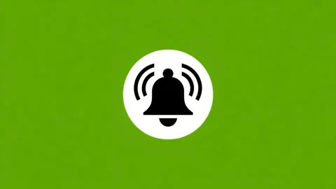 Alert notification bell icon ringing sound wave alert symbol on green backg.. Stock Footage 320816636