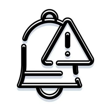 Alert notification bell with warning exclamation icon Stock Illustration