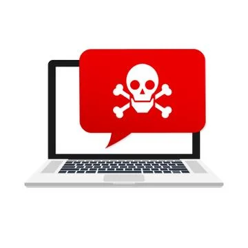 Alert notification on laptop computer vector, malware concept, spam data, phi Illustrazione stock