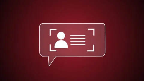 Alert notification with profile icon in speech bubble on red background Stock Footage 337884227