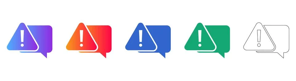 Alert Notification Speech Bubble Icon Set Stock Illustration