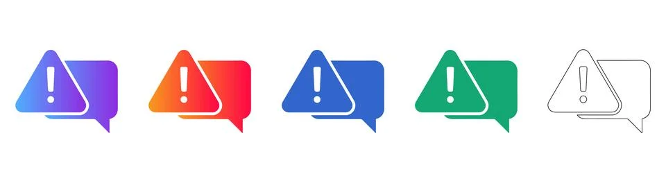 Alert Notification Speech Bubble Icon Set Stock Illustration