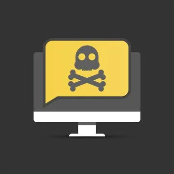 Alert, Notification, Warning, Important Message on a Laptop Screen - Vector Stock Illustration