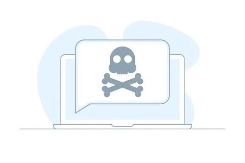 Alert, Notification, Warning, Important Message on a Laptop Screen - Vector Stock Illustration