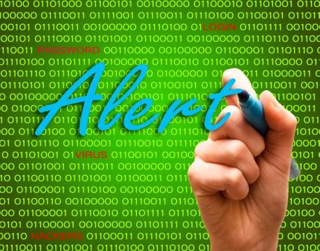 Alert password login virus hackers hand binary text 스톡 일러스트