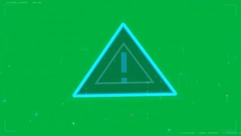 Alert pulse starting cyan triangle scaling, grid moving, nodes pulsing, Stock Footage 334118725