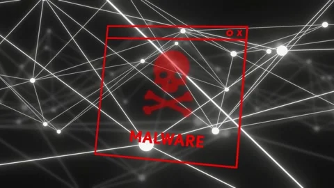 Alert pulse starting, red malware window appearing, glitching, reforming, 스톡 동영상 335761580