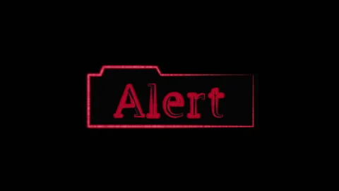 Alert red warning message text on screen Video stock 232653132